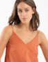 Top in cotton thin straps with a V-neckline